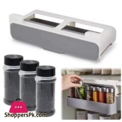 Kitchen Under Shelf Drawer Spice Rack With 6 Seasoning Bottles Under Shelf Spice Rack