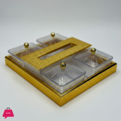Acrylic and Gold Snack Dry Fruit and Tissue Box