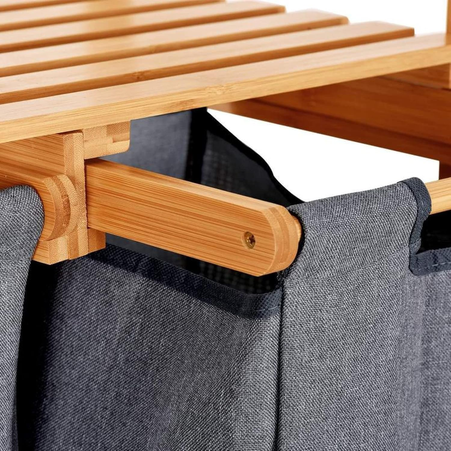 Bamboo Laundry Hamper With Dual Compartments Wooden Bamboo Laundry Cabinet For Bathroom