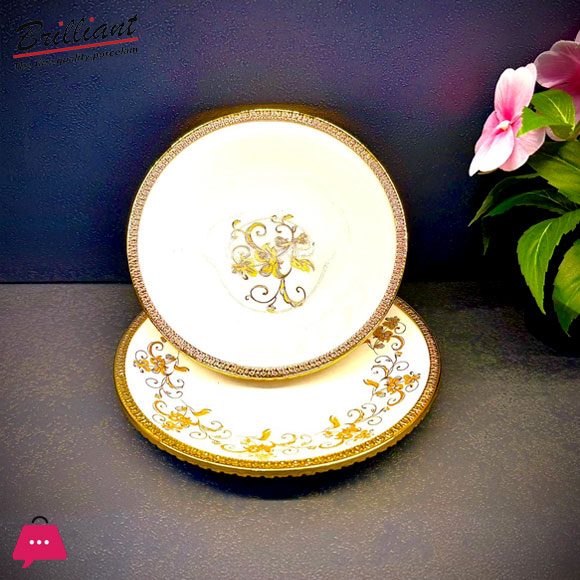 Brilliant Royal Bloom Soup Bowl &Amp; Saucer Set 4 Brilliant Royal Bloom Soup Bowl &Amp; Saucer Set - Image 2