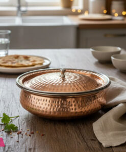 Copper Steel Handi for Serving Hammered Design