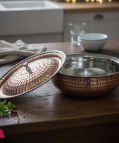 Copper Steel Handi For Serving Hammered Design 8 Copper Steel Handi For Serving Hammered Design - Image 2