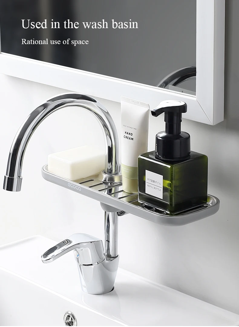 Ecoco Kitchen Faucet Drain Rack Sink Draining Basket