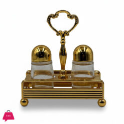 Elegant Golden Salt &Amp; Pepper Shaker Set With Stand
