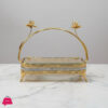 Exquisite Golden Lotus Decorative Serving Platter With Crystal Accents