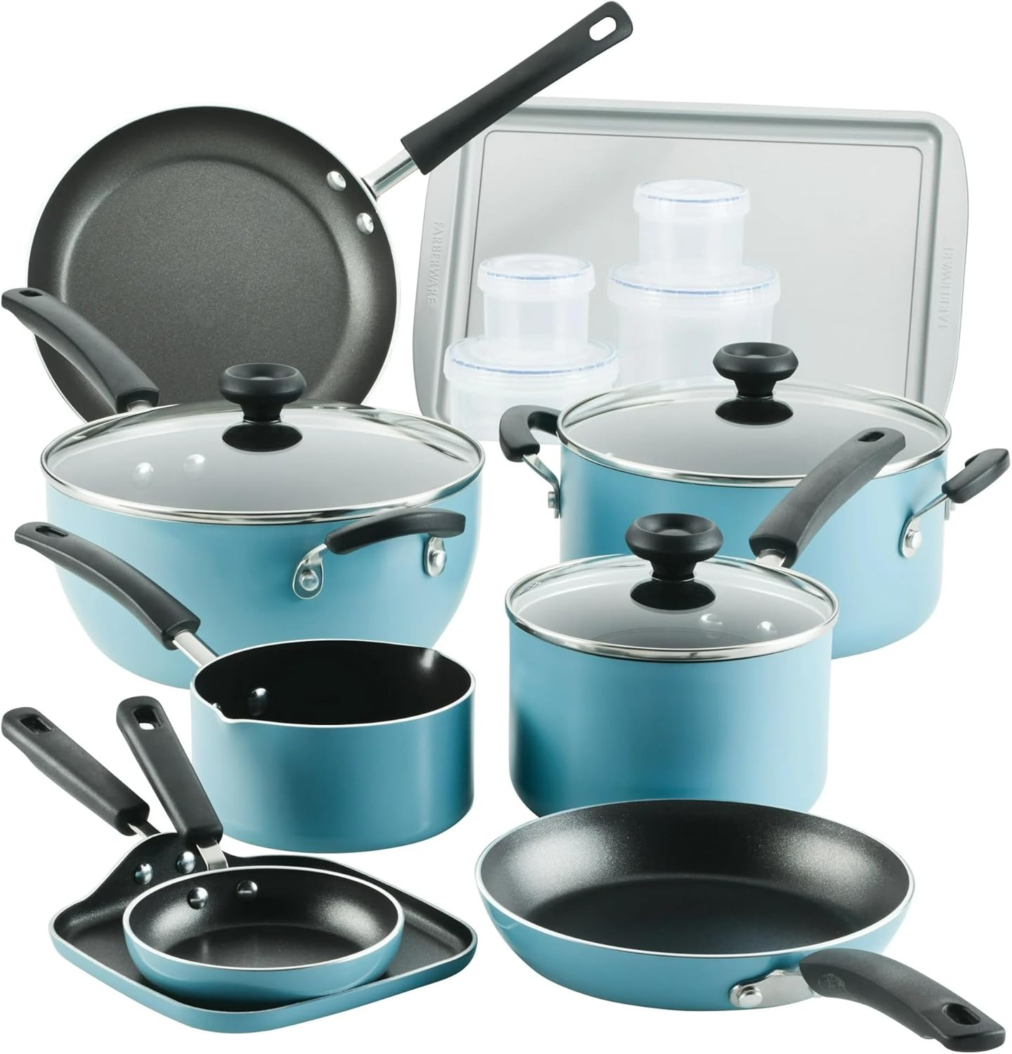 Farberware Cookstart Non-Stick Pots And Pans Set Induction Safe Cookware Set 20-Piece 5 Farberware Cookstart Non-Stick Pots And Pans Set Induction Safe Cookware Set 20-Piece