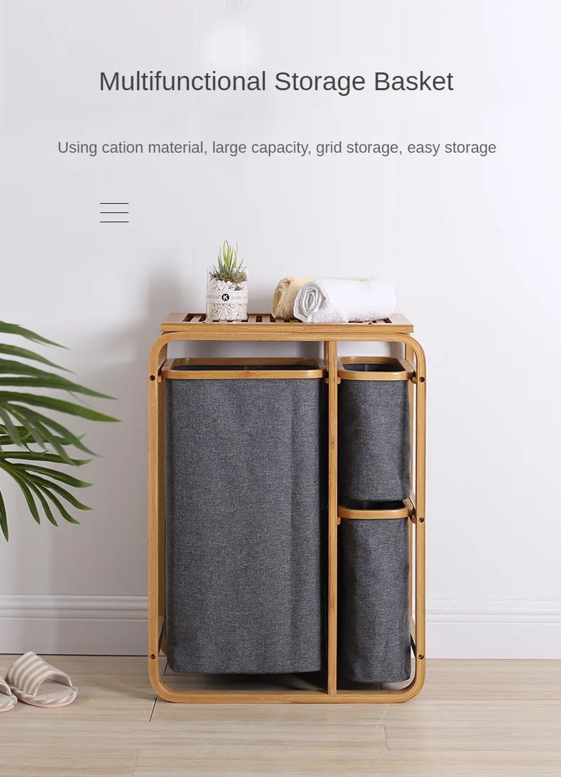 Foldable Dirty Laundry Basket Waterproof Bamboo Organizer Bucket Clothing Children Toy Large Capacity Storage Home
