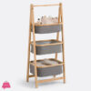 Folding Bamboo Two & Three-Tier Storage Basket