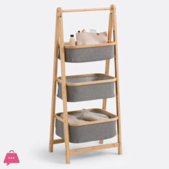 Folding Bamboo Two & Three-Tier Storage Basket