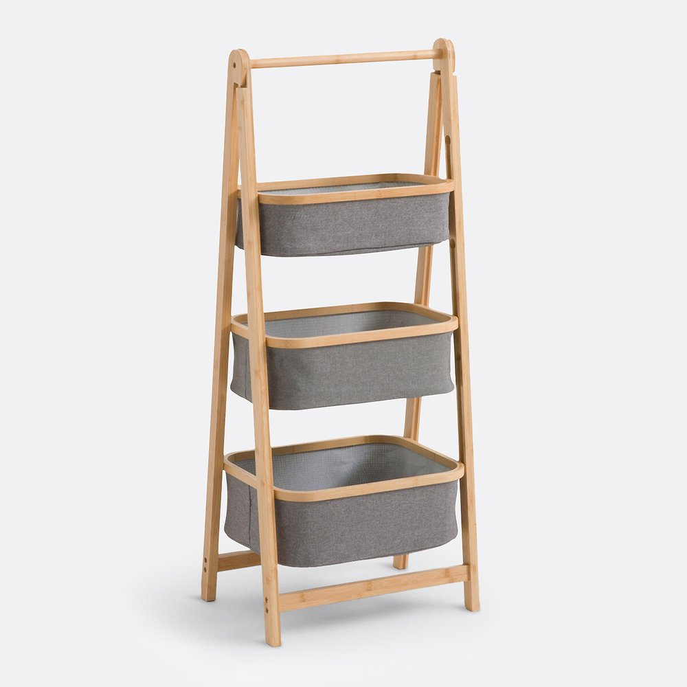 Folding Bamboo Two &Amp; Three-Tier Storage Basket
