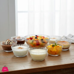 Glass Bowl Set 6+1 Pcs Striped Greek Pattern