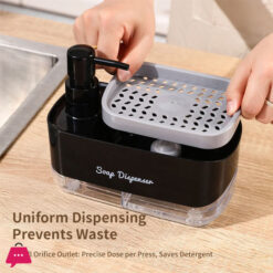 Hand And Dish Soap Dispenser Set Detergent Dispenser 2-In-1 Countertop Soap Pump Dispenser For Kitchen Sink