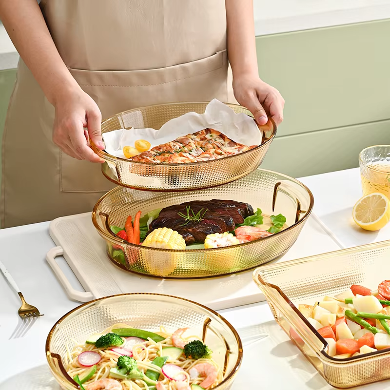 Heat Resistant Basics Clear Oblong Glass Baking Dishes Dish Pan Tray Plate
