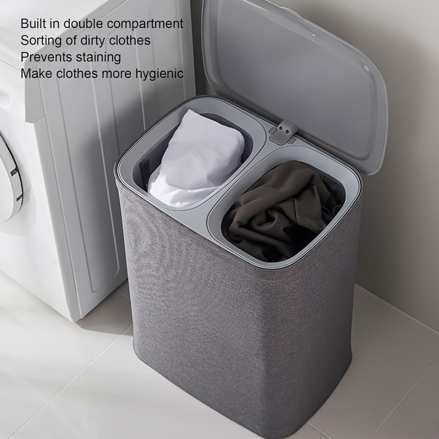 Laundry Basket With Lid Dual Compartment Design Laundry Hamper For Bathroom Laundry