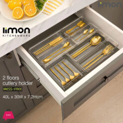 Limon 2-Floor Transparent Plastic Double Cutlery Tray