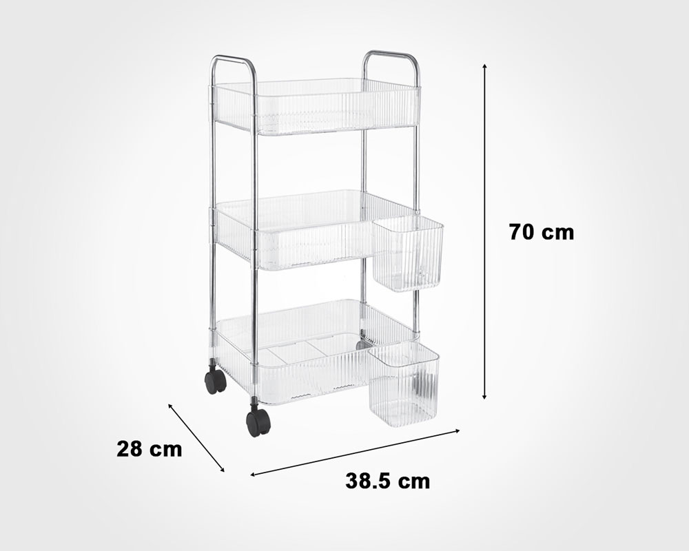 Limon 3 &Amp; 4 Tier Clear Acrylic Smart Trolley 18 Limon 3 &Amp; 4 Tier Clear Acrylic Smart Trolley