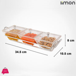 Limon 3 Section Snack Serving Tray With Acrylic Lid