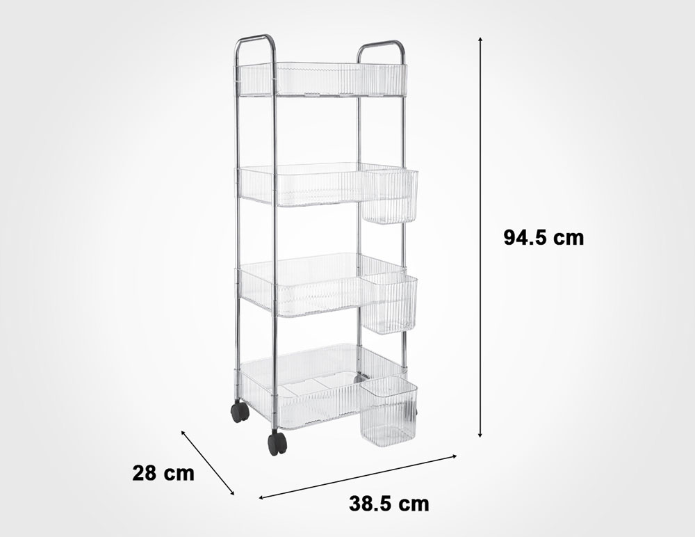 Limon 3 &Amp; 4 Tier Clear Acrylic Smart Trolley 16 Limon 3 &Amp; 4 Tier Clear Acrylic Smart Trolley