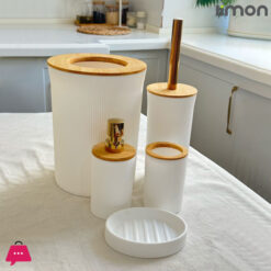 Limon Bamboo Lid Bathroom Set Of 5