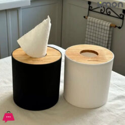 Limon Cylindrical Wood Top Tissue Box