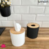 Limon Cylindrical Wood Top Tissue Box 1 Limon Cylindrical Wood Top Tissue Box