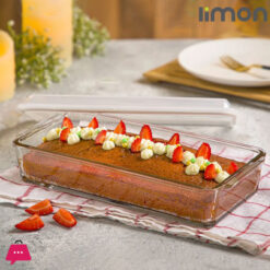 Limon Glass Baking Tray with Lid Rectangular Baking Dish 1.4 Liter - Iran Made