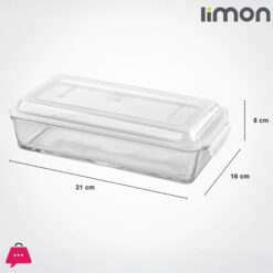 Limon Glass Baking Tray With Lid Rectangular Baking Dish 1.4 Liter - Iran Made