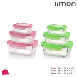 Limon Glass Container 3 Pcs Set With Plastic Lid