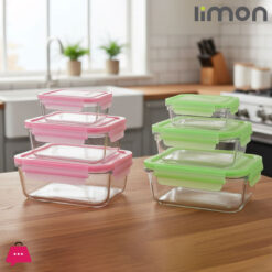 Limon Glass Container 3 Pcs Set With Plastic Lid