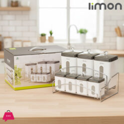 Limon Jar Set of 7 with Steel Rack Iran Made