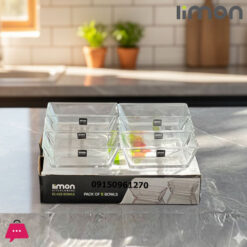 Limon Rectangle Dessert Glass Bowl Pack Of 6 Pcs 200Ml Iran Made