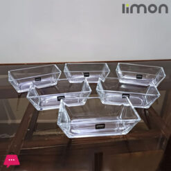 Limon Rectangle Dessert Glass Bowl Pack Of 6 Pcs 200Ml Iran Made