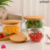 Limon Round Glass Bowl With Bamboo Lid Microwave Safe