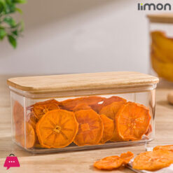 Limon Sarina Rectangle Canister With Wooden Lid 1Liter