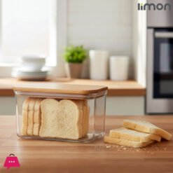 Limon Sarina Rectangle Canister With Wooden Lid 1Liter