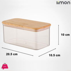 Limon Sarina Rectangle Canister With Wooden Lid 1Liter