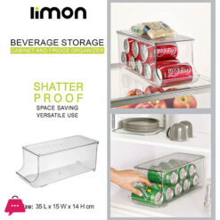 Limon Stackable Soda Can Organizer With Lids, Refrigerator Organizer 1-Pcs