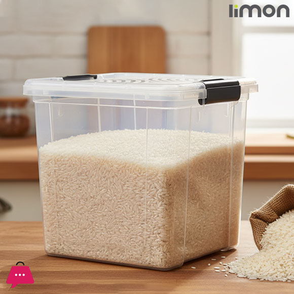 Limon Transparent Square Rice Storage Container 8-Liter 3 Limon Transparent Square Rice Storage Container 8-Liter