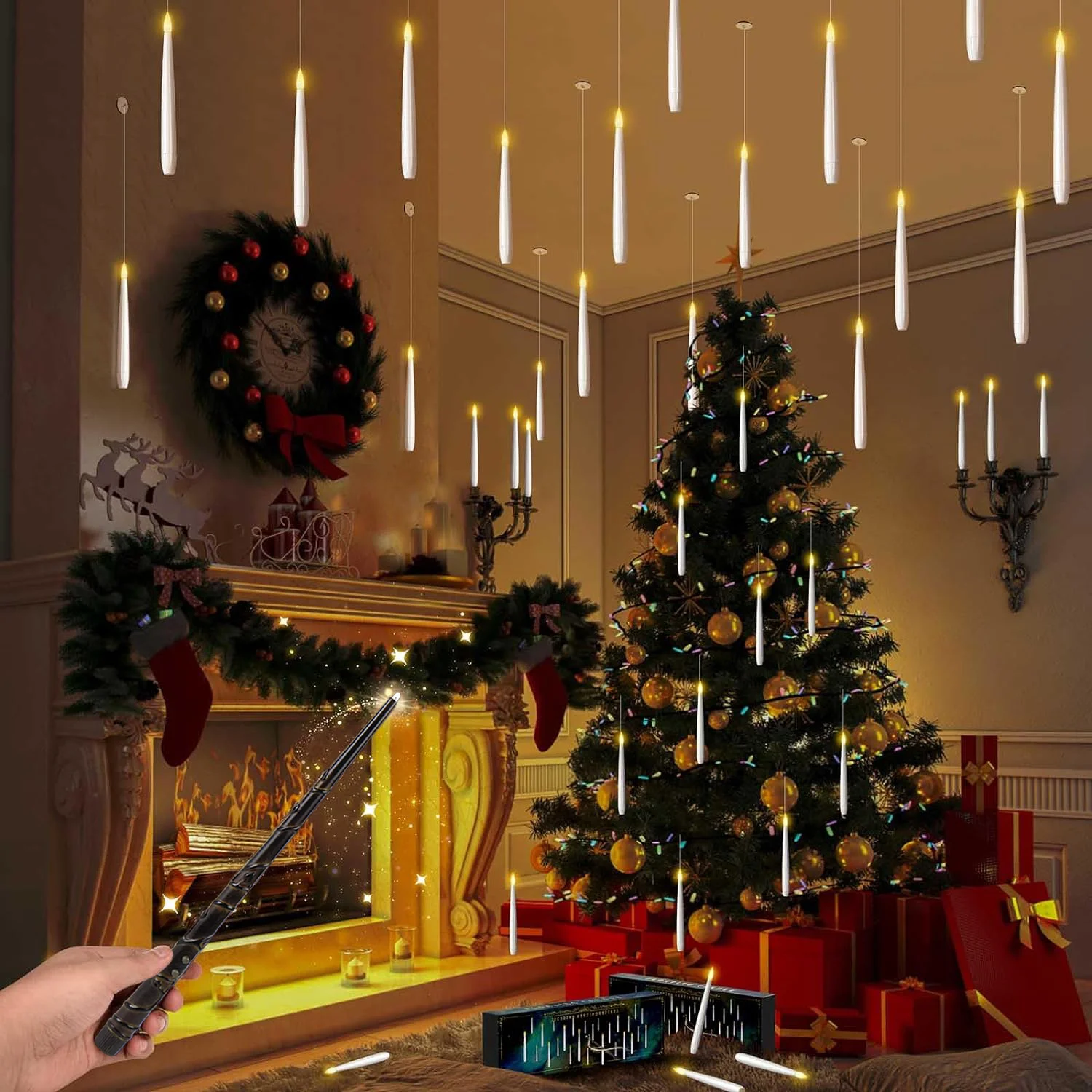 Magic Glowing Candles Set With Sensor Control Stick Flameless Flying Candle With Led Magic Wand 8 Magic Glowing Candles Set With Sensor Control Stick Flameless Flying Candle With Led Magic Wand