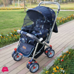 Mama Love 3 Position Baby Stroller in Blue with Net