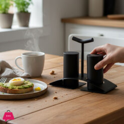 Modern Stainless Steel Salt and Pepper Shaker Set with Stand