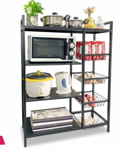 Multi-Layer Vegetable Basket Storage Rack Kitchen Shelving Floor to Floor Multifunctional Microwave Oven Rack Storage Shelf Rack