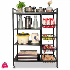 Multi-Layer Vegetable Basket Storage Rack Kitchen Shelving Floor To Floor Multifunctional Microwave Oven Rack Storage Shelf Rack