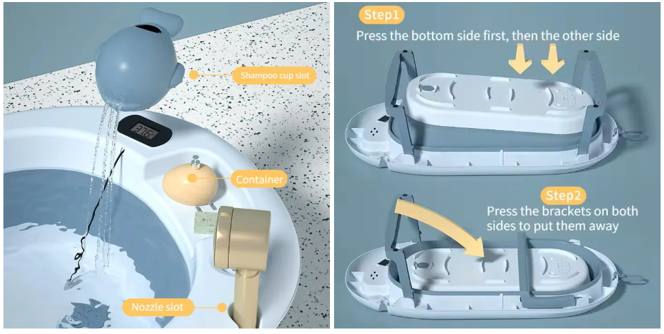 Newborn To Toddler Collapsible Baby Bath Tub Set With Bucket And Spoon 6 In 1 6 Newborn To Toddler Collapsible Baby Bath Tub Set With Bucket And Spoon 6 In 1