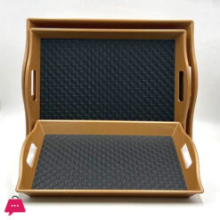 Non-Slip Leather Serving Plastic Tray Rectangle With Handle For Use Of Kitchenware Home