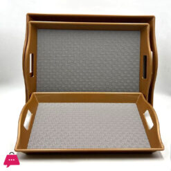 Non-Slip Leather Serving Plastic Tray Rectangle With Handle For Use Of Kitchenware Home
