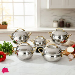 OMS Double Bottam Stainless Steel Cookware Set of 10 Pieces Turkey Made - 1010