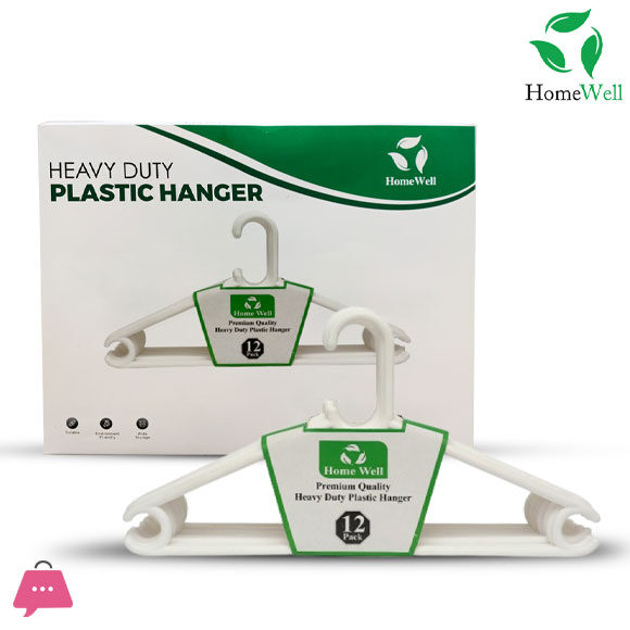 Pack Of 12 Heavy-Duty Plastic Hangers Premium Quality Ultra-Durable Space-Saving Clothes Hangers
