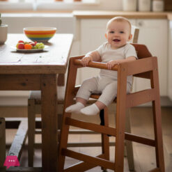 Premium Wooden Restaurant-Style Baby High Chair with Safety Belt
