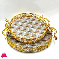 Round Metal Mirror Makeup Tray Jewelry Trinket Tray Cosmetic Perfume Tray For Dresser Bathroom Bedroom Countertop Organizer Tray 2Pc